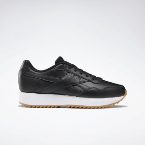 Adidasy Damskie Reebok Royal Glide Ripple Double Czarne/Białe/Szare PL 28DIEUK